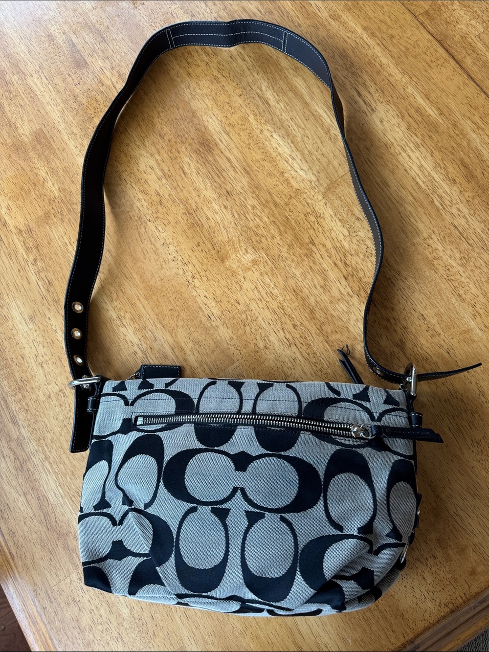 Coach Signature Canvas/Leather East West Shoulder Bag